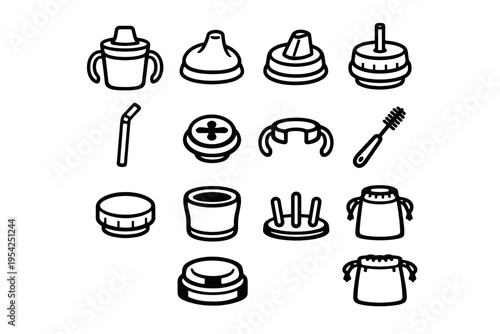 Cup vector handles image sleeve simple training cleaning drying icon spout spill