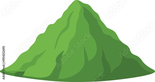Green mountain illustration with shaded contours on white background