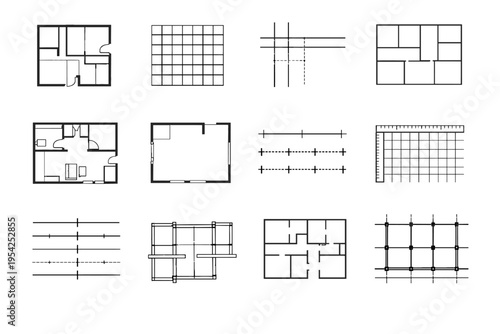 Structural icon generation lines layout vector organization blueprint technical grid simple image