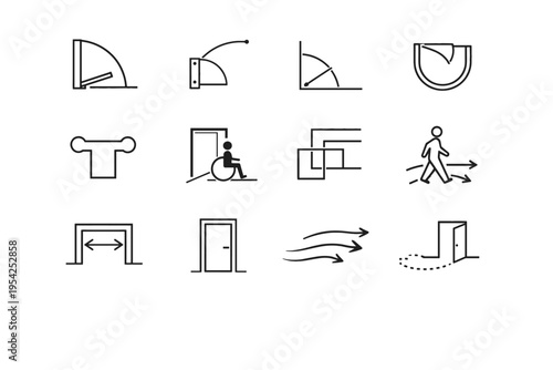 Element icon vector interior minimal architectural opening line door access icons radius