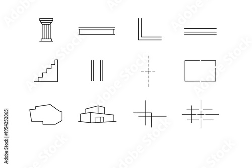 Generation straight right image horizontal beam minimal icon vector linear line column