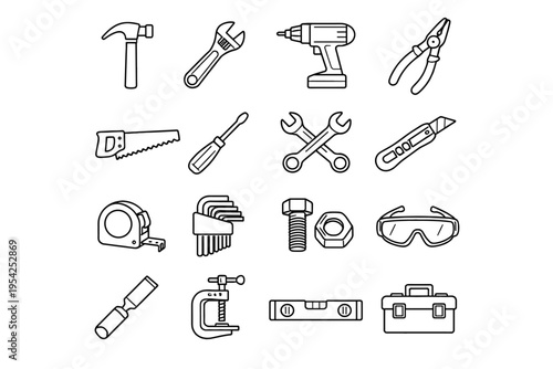 Simple grouping tool set silhouette generation icon image repair vector tools workshop