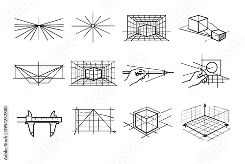Framework generation system technical accuracy icon reference lines vector space simple architectural
