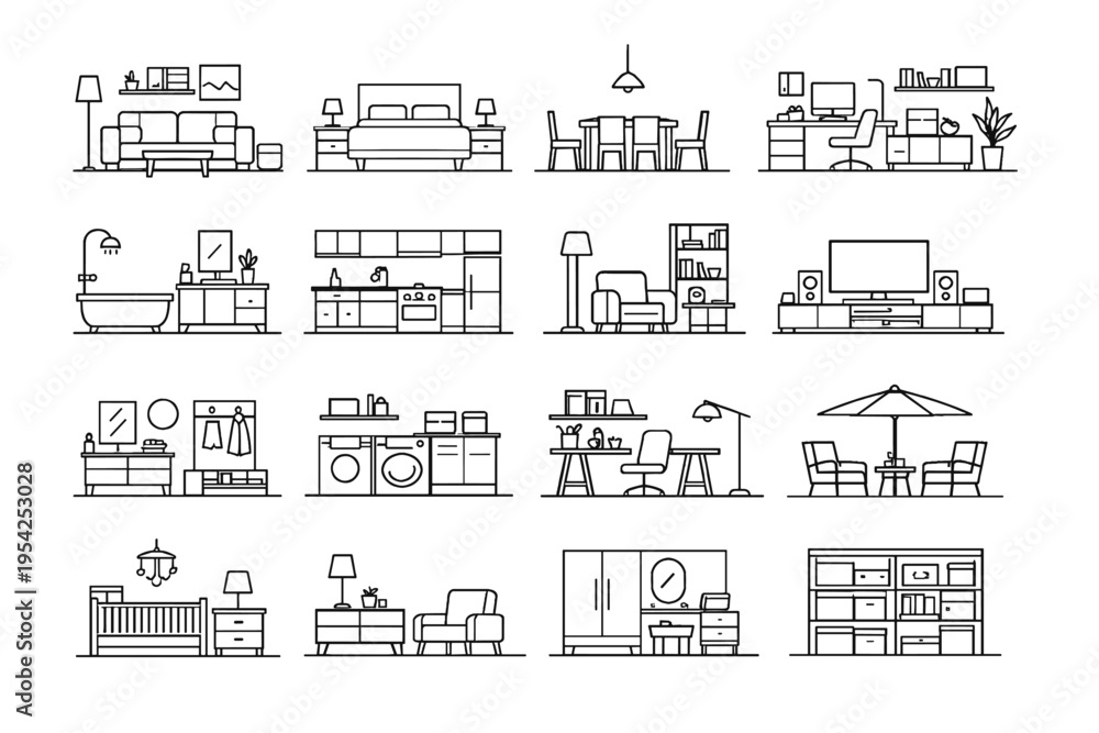 Naklejka premium Space proportional environment generation interior vector form design household image furniture simple