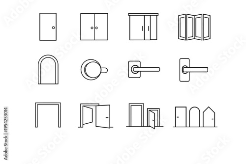 Sliding set icon icons panel double vector forms household frame modern door