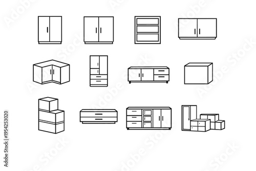 Open cube vector generation set cabinet double simple sideboard box image low