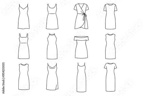 Dress simple modern icon vector image minimal midi generation profile timeless clean