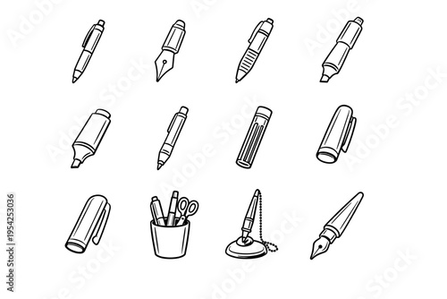 Calligraphy generation vector refill image icon nib pencil ballpoint pen fountain simple