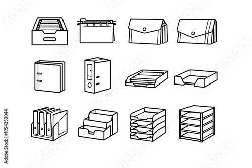 Desktop generation accordion inbox hanging file icon vector image arch lever simple
