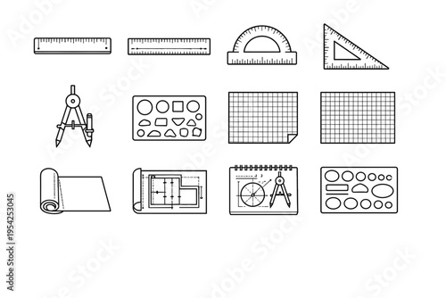 Measuring vector graph paper technical roll scale image grid compass generation simple