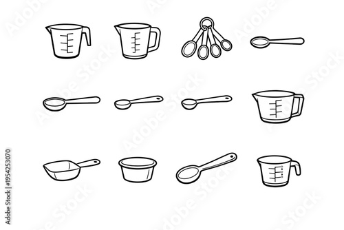 Tablespoon scale portion simple measuring image icon generation vector jug dash set