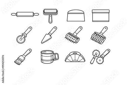 Image lattice simple icon generation pin sifter vector brush scraper pastry dough