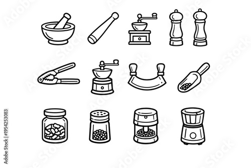 Image generation grinder seasoning simple icon jar vector salt nut aroma herb