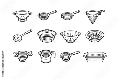 Dusting spoon bowl mesh colander strainer vector generation skimmer simple image oil