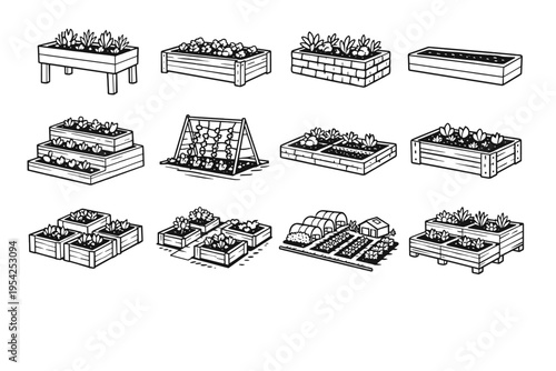 Stacked cultivation garden soil image simple generation icon vector structure bed rectangular