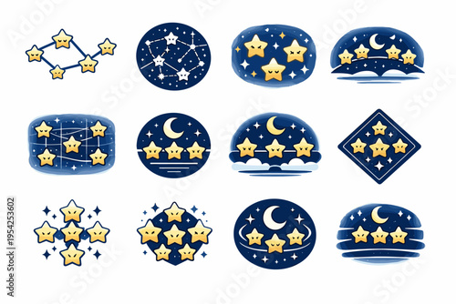 Points generation tranquil balanced image simple soothing icon vector glow sign star