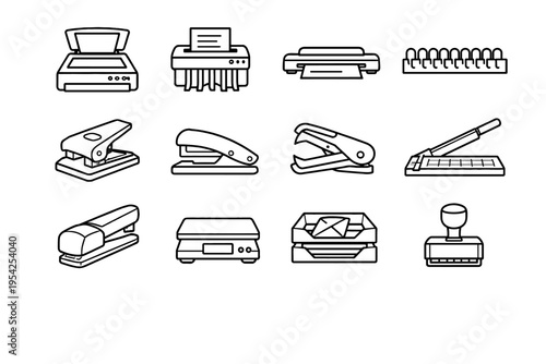 Envelope sealer binding icon modern stapler icons laminator scale workspace vector remover