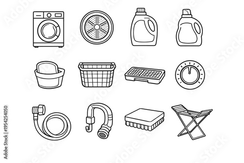 Knob filter mesh drain household inlet utility hose icons front vector pad