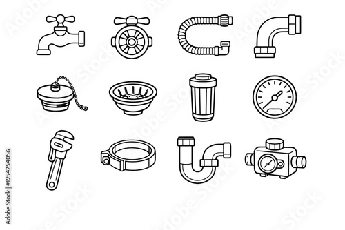 Meter strainer vector drain joint generation image icon plumbing dial simple pressure