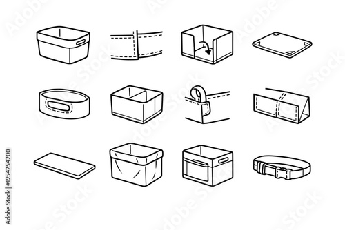 Simple vector hinge storage board generation corner fabric icon line image side