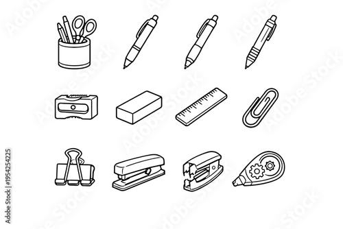 Image generation holder tape pen vector simple sharpener mechanical ruler icon remover