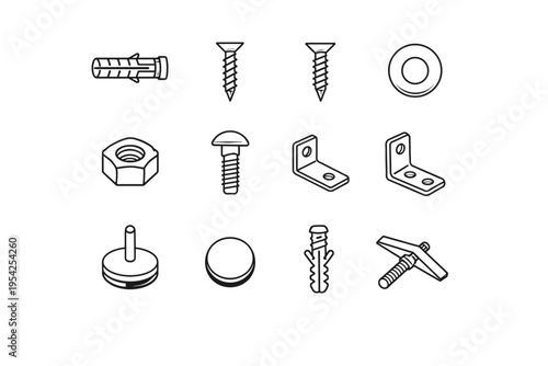 Mounting dot metal anchor vector home plug bolt screw icon wood maintenance