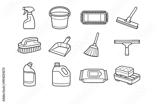 Descaling brush solution generation vector bottle surface floor mop simple jug image