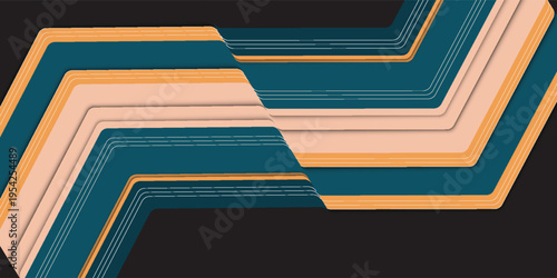 Minimal Black and White Background with Arrow Pointing Right. Striped Transition from Black to White Abstract Strict Lines. Simple Pattern. Vector Illustration.