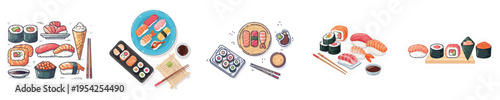 Vector Illustration of Delicious Sushi Dish
