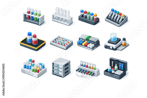 Prep system vector generation organization simple tube angled logic image icon vials