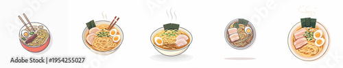 Delicious Japanese Ramen Vector Illustration