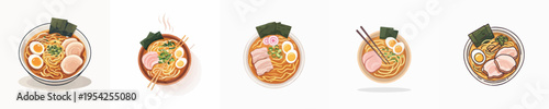 Delicious Japanese Ramen Vector Illustration