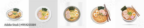 Delicious Japanese Ramen Vector Illustration