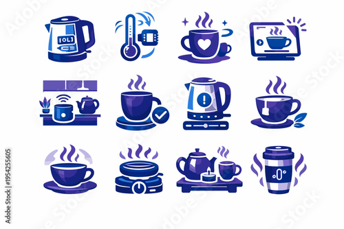 Hold readiness generation form kettle simple kitchen element signal vector icon image