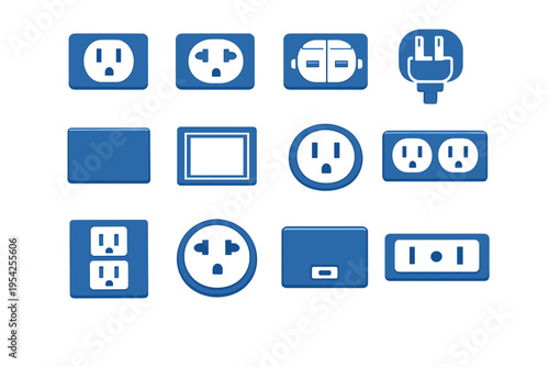 Slots outlet modern utility face form wall socket icons access vector icon