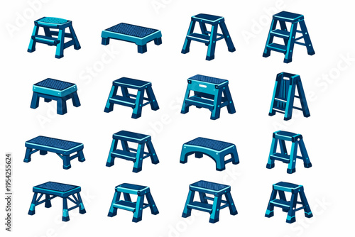 Simple safe generation compact surface utility icon design image stool folding vector