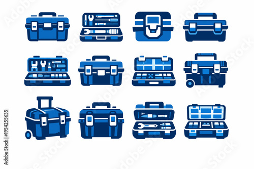 Shape icon utility generation simple storage box vector latch tray practical tool