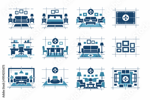Placement spacing vector icons proportional harmony even icon visual living equilibrium orderly