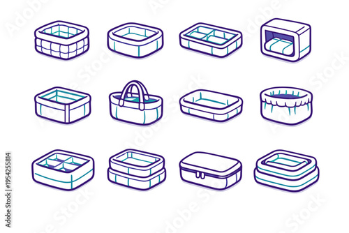 Padded drawer pliant gentle icon nest rounded cubby vector generation shell simple