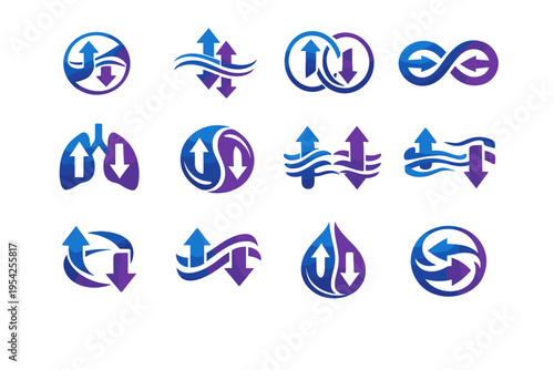 Vector image balance simple arrows generation dual two element phase icon respiration