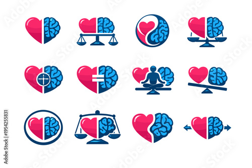 Icons judgment cognition dual mental shape paired inner mind vector icon balance