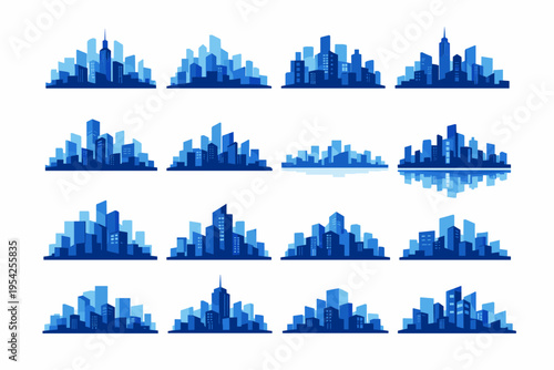 Metropolitan image profiles generation layers distant simple icon contour structural vector motif
