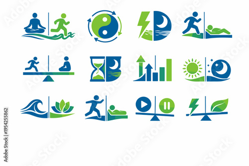 Equilibrium icon parity simple dual image vector harmony generation activity element badge