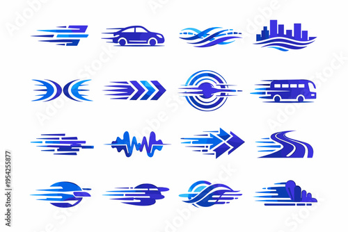 Vehicle generation dynamic vector traffic kinetic icon road rhythm passing simple image