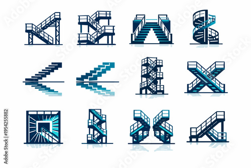 Simple icon vector cadence echo reflection steps generation element image geometry metal