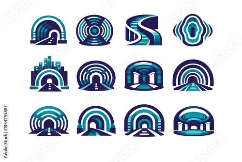 Amplification simple shape chamber passage underground acoustic generation form vector image tunnel