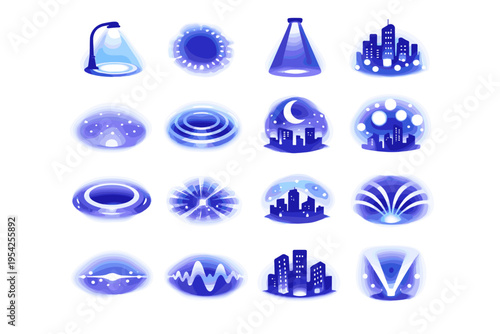 Streetlight light spread generation rhythm icon vector image night glow halo simple