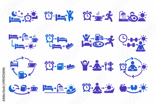 Sequence image vector icon morning flow generation alarm activity consistent simple rhythm