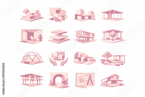 Simple icon image calm spatial built vector environment design generation structure gentle