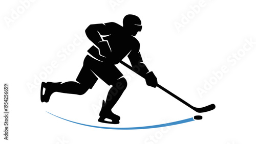 ice hockey player in action sliding on ice vector illustration on white background